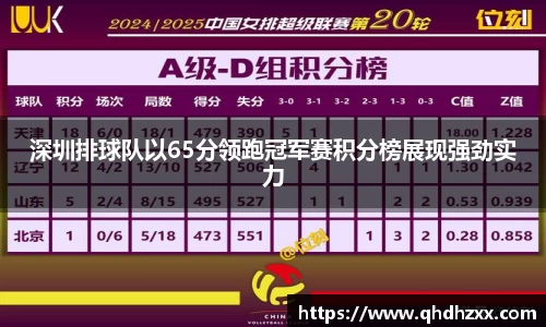 深圳排球队以65分领跑冠军赛积分榜展现强劲实力